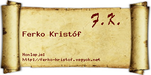 Ferko Kristóf névjegykártya